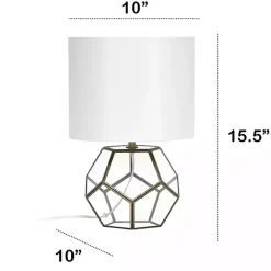 Outlet Kirklands Home Brass and Glass Octagon Table Lamp White
