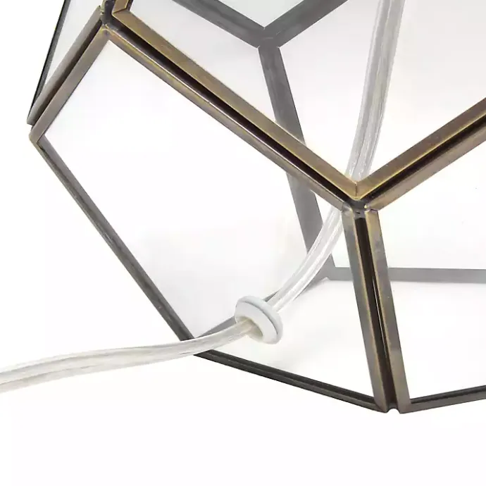 Outlet Kirklands Home Brass and Glass Octagon Table Lamp White