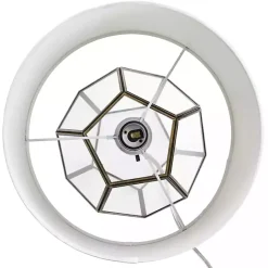 Outlet Kirklands Home Brass and Glass Octagon Table Lamp White