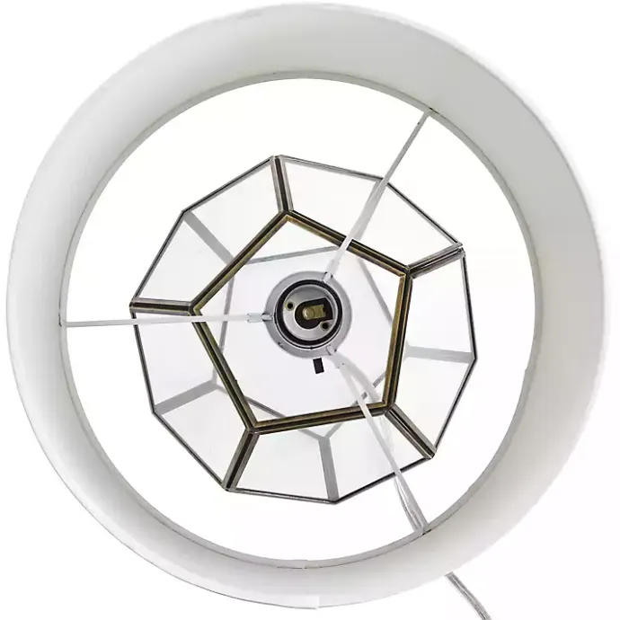 Outlet Kirklands Home Brass and Glass Octagon Table Lamp White
