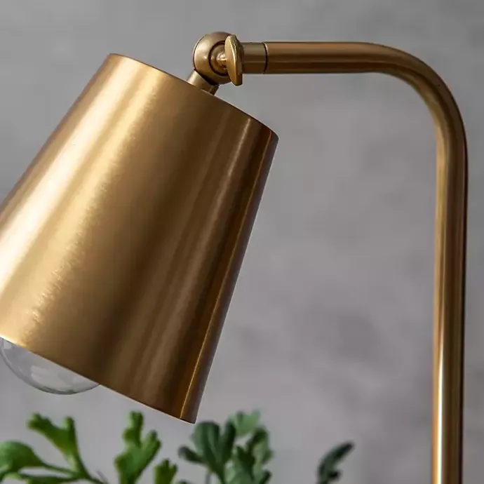 Best Kirklands Home Brass Cone Desk Lamp with Marble Base Gold