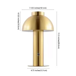 Outlet Kirklands Home Brass Dome LED Cordless Table Lamp, 12 in. Gold