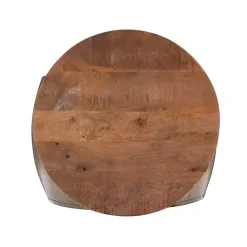 Kirklands Home Brass Hammered Drum Storage Coffee Table Brown