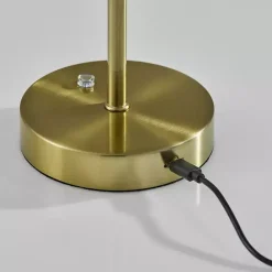 Discount Kirklands Home Brass Metal Disc Frosted Light Cordless Table Lamp Gold