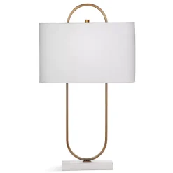 Kirklands Home Brass Open Oval Table Lamp White