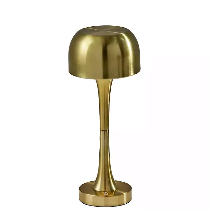 Outlet Kirklands Home Brass Tapered Dome Frosted Light Cordless Lamp Gold