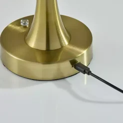 Outlet Kirklands Home Brass Tapered Dome Frosted Light Cordless Lamp Gold