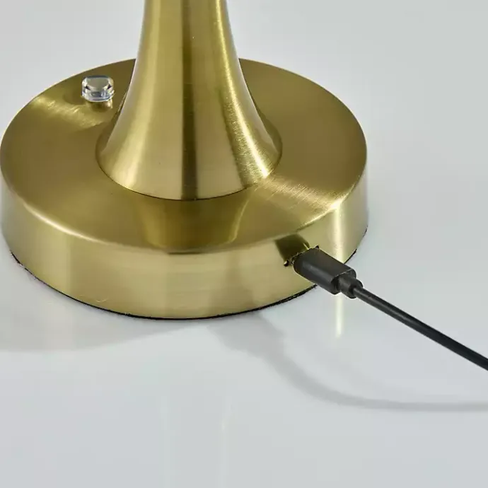 Outlet Kirklands Home Brass Tapered Dome Frosted Light Cordless Lamp Gold