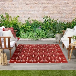 Hot Kirklands Home Brick & Ivory Quatrefoil Indoor/Outdoor Rug, 4x6