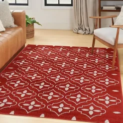 Hot Kirklands Home Brick & Ivory Quatrefoil Indoor/Outdoor Rug, 4x6