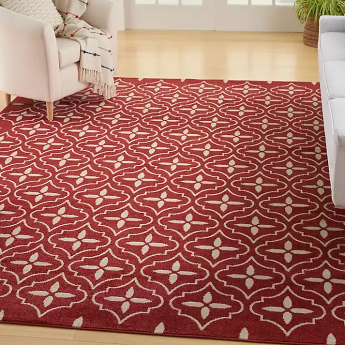 Best Kirklands Home Brick & Ivory Quatrefoil Indoor/Outdoor Rug, 5x7
