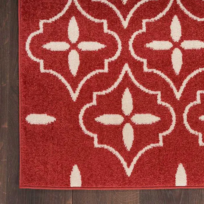 Best Kirklands Home Brick & Ivory Quatrefoil Indoor/Outdoor Rug, 5x7