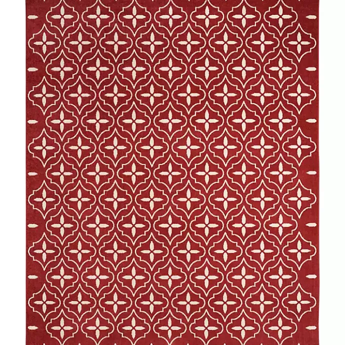 Online Kirklands Home Brick & Ivory Quatrefoil Indoor/Outdoor Rug, 8x10