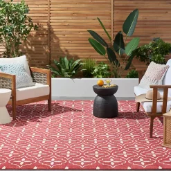 Online Kirklands Home Brick & Ivory Quatrefoil Indoor/Outdoor Rug, 8x10
