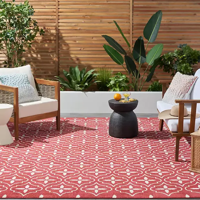 Online Kirklands Home Brick & Ivory Quatrefoil Indoor/Outdoor Rug, 8x10