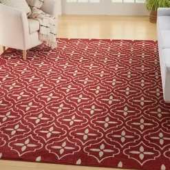 Online Kirklands Home Brick & Ivory Quatrefoil Indoor/Outdoor Rug, 8x10