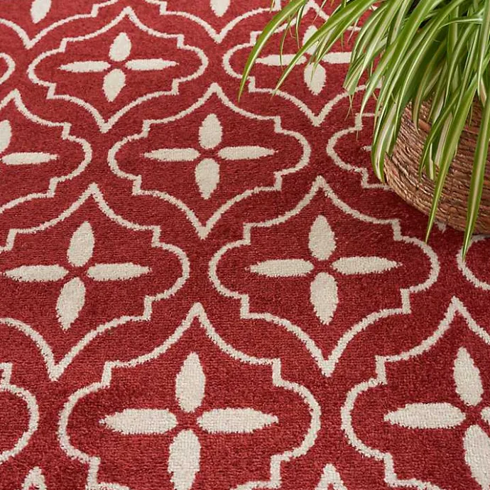 Online Kirklands Home Brick & Ivory Quatrefoil Indoor/Outdoor Rug, 8x10