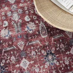 Online Kirklands Home Brick Vintage Floral Washable Area Rug, 5x7 Red