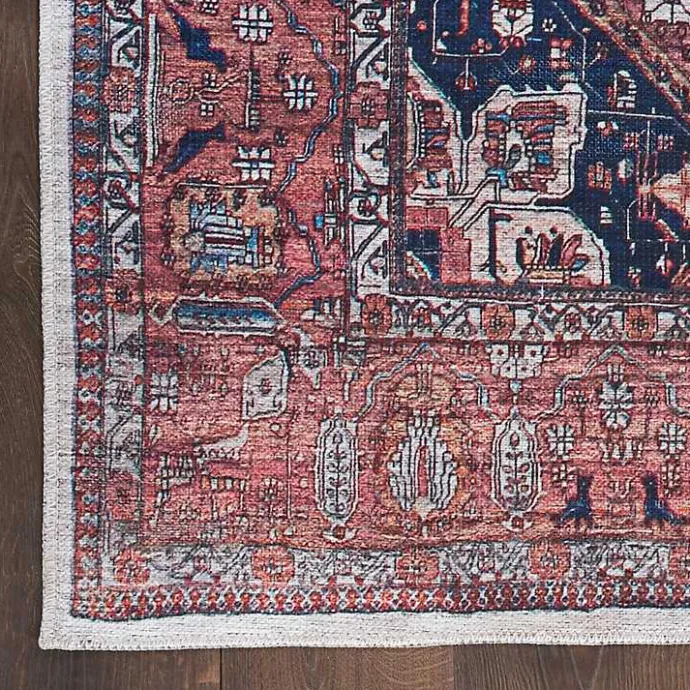 Discount Kirklands Home Brick Vintage Medallion Washable Area Rug, 5x7 Red