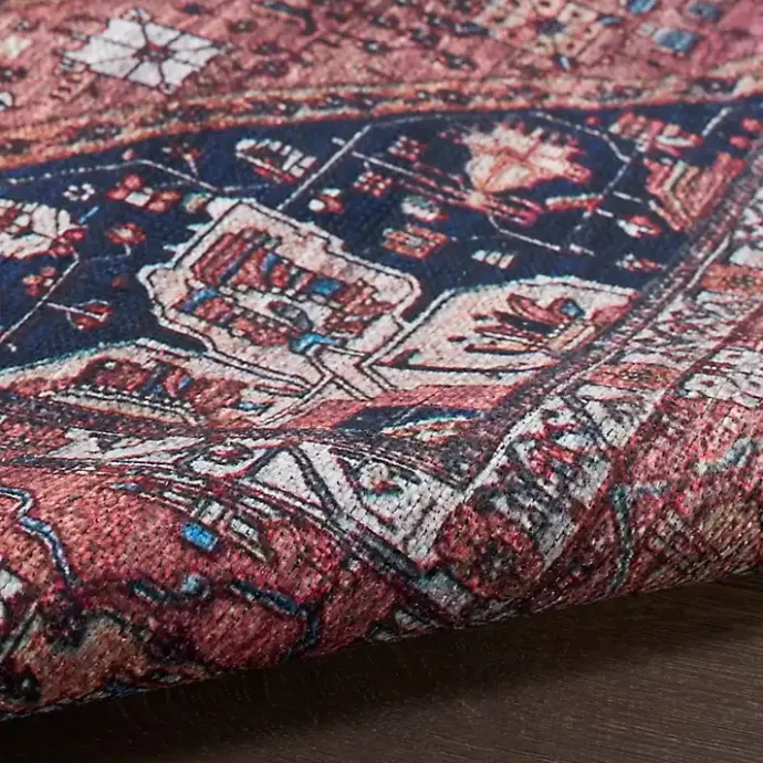Discount Kirklands Home Brick Vintage Medallion Washable Area Rug, 5x7 Red