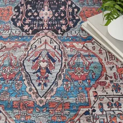 Discount Kirklands Home Brick Vintage Medallion Washable Area Rug, 5x7 Red