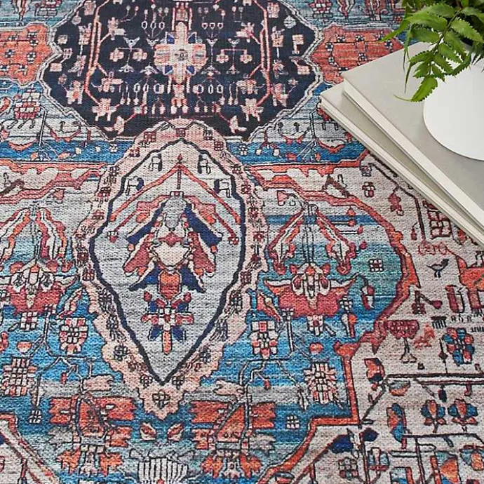 Discount Kirklands Home Brick Vintage Medallion Washable Area Rug, 5x7 Red
