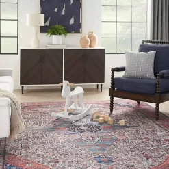 Discount Kirklands Home Brick Vintage Medallion Washable Area Rug, 5x7 Red
