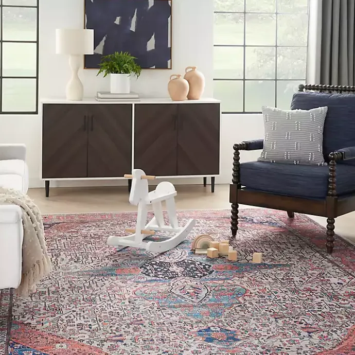 Discount Kirklands Home Brick Vintage Medallion Washable Area Rug, 5x7 Red