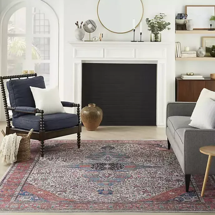 Discount Kirklands Home Brick Vintage Medallion Washable Area Rug, 5x7 Red