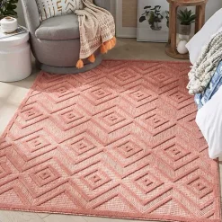 Outlet Kirklands Home Bright Coral Diamond Outdoor Area Rug, 6x9 Orange