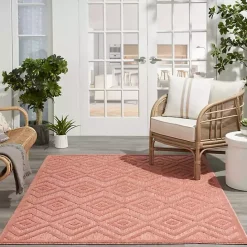 Outlet Kirklands Home Bright Coral Diamond Outdoor Area Rug, 6x9 Orange