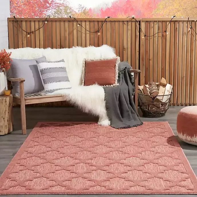 Online Kirklands Home Bright Coral Trellis Outdoor Area Rug, 4x6