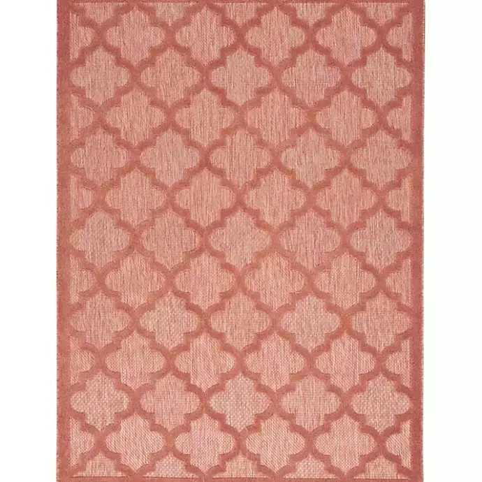 Online Kirklands Home Bright Coral Trellis Outdoor Area Rug, 4x6