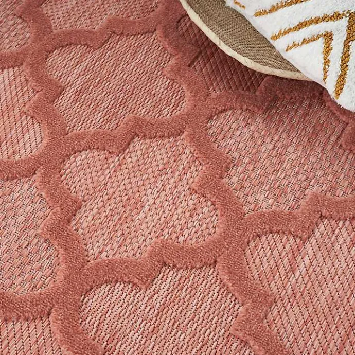 Online Kirklands Home Bright Coral Trellis Outdoor Area Rug, 4x6