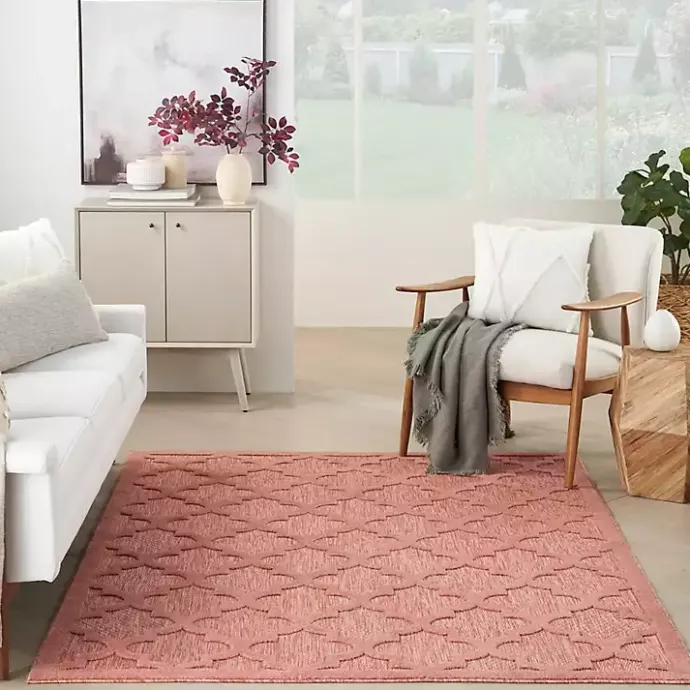 Online Kirklands Home Bright Coral Trellis Outdoor Area Rug, 4x6