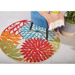 Outlet Kirklands Home Bright Leaves Round Outdoor Area Rug, 5x5