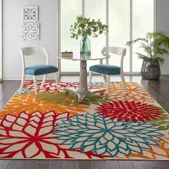 Hot Kirklands Home Bright Red Floral Burst Outdoor Area Rug, 6x9