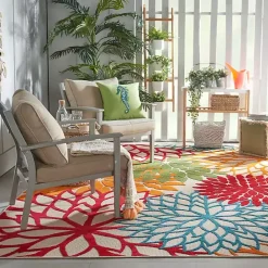 Hot Kirklands Home Bright Red Floral Burst Outdoor Area Rug, 6x9