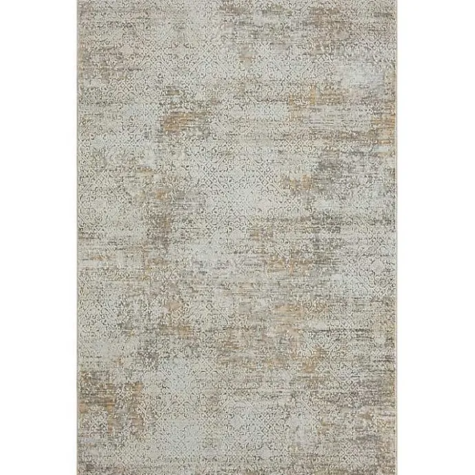 New Kirklands Home Brisbane Beige Faded Damask Area Rug, 4x6