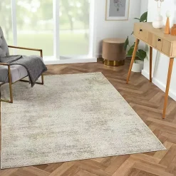 New Kirklands Home Brisbane Beige Faded Damask Area Rug, 4x6