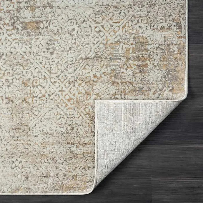 Clearance Kirklands Home Brisbane Beige Faded Damask Area Rug, 5x8