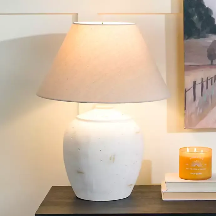 Hot Kirklands Home Bronson Cream Painted Table Lamp Tan