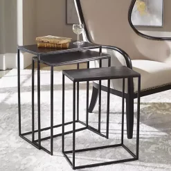 Online Kirklands Home Bronze & Metal Nesting Side Tables, Set of 3 Black