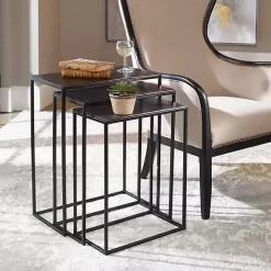 Online Kirklands Home Bronze & Metal Nesting Side Tables, Set of 3 Black