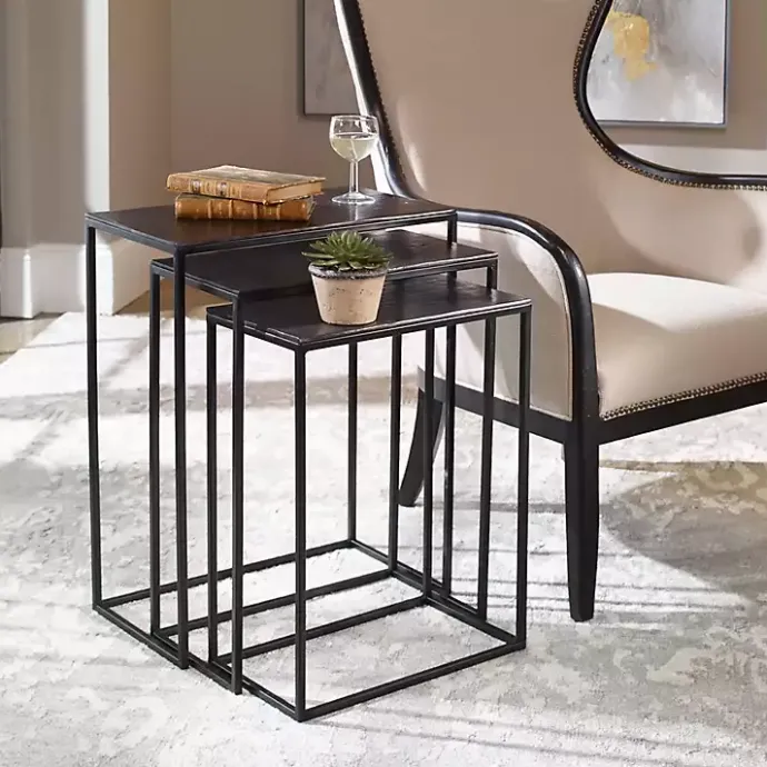 Online Kirklands Home Bronze & Metal Nesting Side Tables, Set of 3 Black