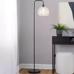 Outlet Kirklands Home Bronze and Seeded Glass Shade Floor Lamp Clear