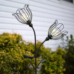 Online Kirklands Home Bronze Flowers Solar Lantern Yard Stake Gold