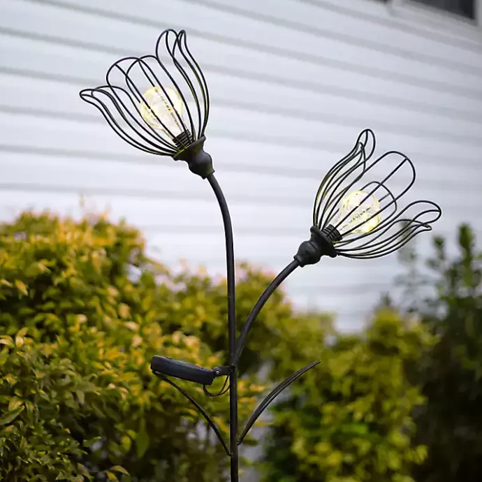 Online Kirklands Home Bronze Flowers Solar Lantern Yard Stake Gold