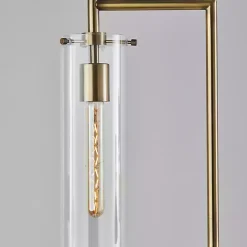 Kirklands Home Bronze Glass Cylinder Shade Floor Lamp Clear