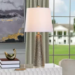 Outlet Kirklands Home Bronze Hammered Table Lamp White